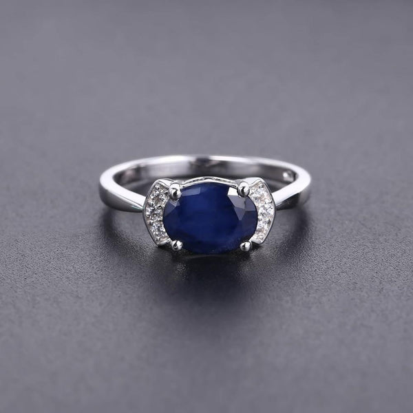 Planet Gates 10 925 Sterling Silver Ring 2.02Ct Classic Natural Blue Sapphire Rings For Women Engagement Wedding Gift Fine Jewelry