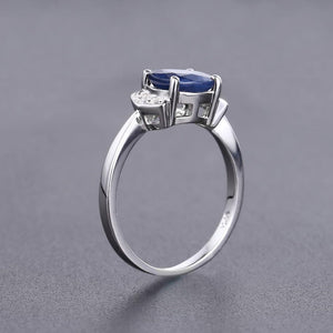 Planet Gates 10 925 Sterling Silver Ring 2.02Ct Classic Natural Blue Sapphire Rings For Women Engagement Wedding Gift Fine Jewelry