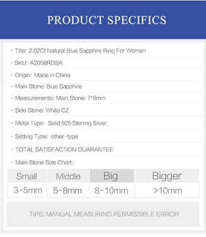 Planet Gates 10 925 Sterling Silver Ring 2.02Ct Classic Natural Blue Sapphire Rings For Women Engagement Wedding Gift Fine Jewelry