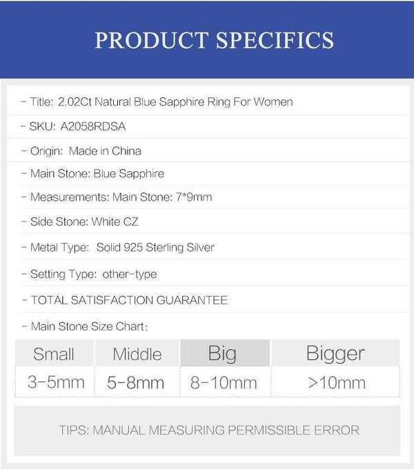 Planet Gates 10 925 Sterling Silver Ring 2.02Ct Classic Natural Blue Sapphire Rings For Women Engagement Wedding Gift Fine Jewelry