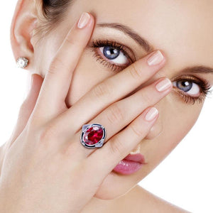 Planet Gates 10 925 Sterling Silver Ring with Ruby Stones for Men Vintage Crystal Fashion Luxury Women Party Jewelry