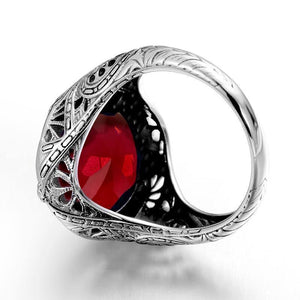 Planet Gates 10 925 Sterling Silver Ring with Ruby Stones for Men Vintage Crystal Fashion Luxury Women Party Jewelry