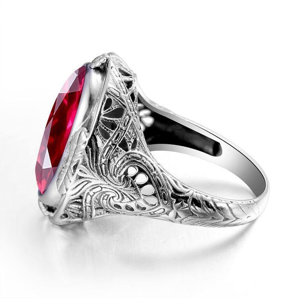 Planet Gates 10 925 Sterling Silver Ring with Ruby Stones for Men Vintage Crystal Fashion Luxury Women Party Jewelry