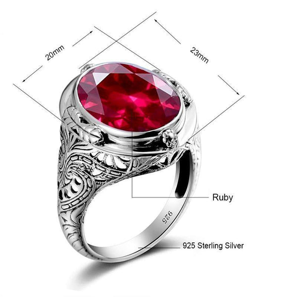 Planet Gates 10 925 Sterling Silver Ring with Ruby Stones for Men Vintage Crystal Fashion Luxury Women Party Jewelry