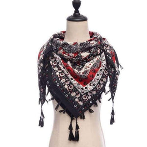 Planet Gates 10-black New brand women scarf square cotton shawls and wraps lady pashmina Tassels Bohemia foulard winter female bandana hijabs