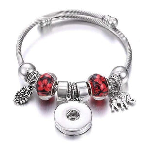 Planet Gates 10 Bracelets for 18mm Snaps Jewelry Elastic Silver Beaded Snap Bracelet Bangles Fit Snap Buttons Jewelry Charms Bracelet