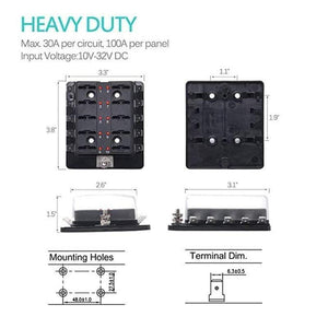 Planet Gates 10-Circuit 10 Way ATC/ATO Automotive Blade Fuse Holder Box Fuse Block with Cover High Quality Car LED Illuminated 32V