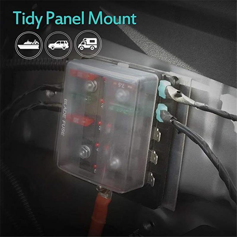 Planet Gates 10-Circuit 10 Way ATC/ATO Automotive Blade Fuse Holder Box Fuse Block with Cover High Quality Car LED Illuminated 32V