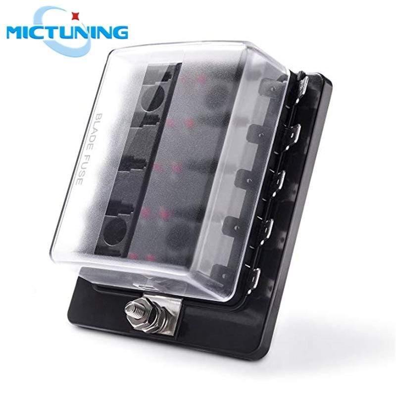 Planet Gates 10-Circuit 10 Way ATC/ATO Automotive Blade Fuse Holder Box Fuse Block with Cover High Quality Car LED Illuminated 32V