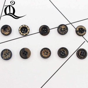 Planet Gates 10 color mix British style black 100pcs picture Print 4 Holes Wooden Buttons 15mm Sewing Scrapbooking Crafts,tq BUTTONS 12