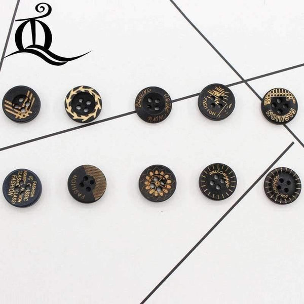 Planet Gates 10 color mix British style black 100pcs picture Print 4 Holes Wooden Buttons 15mm Sewing Scrapbooking Crafts,tq BUTTONS 12