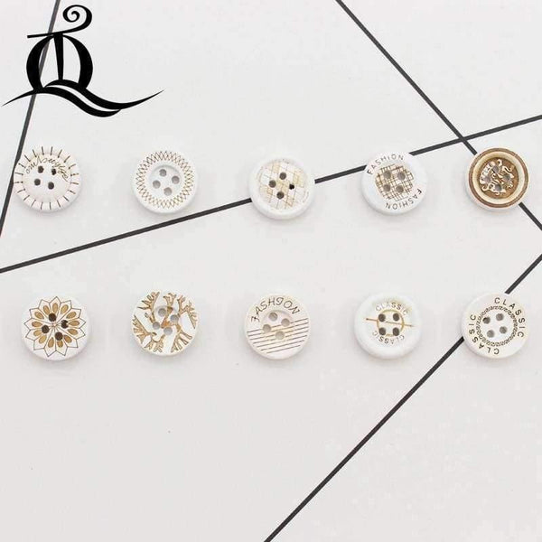 Planet Gates 10 color mix British style white 100pcs picture Print 4 Holes Wooden Buttons 15mm Sewing Scrapbooking Crafts,tq BUTTONS 12