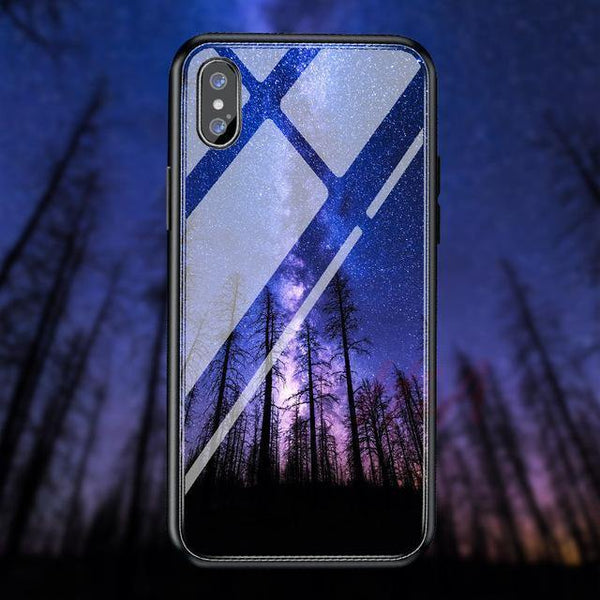 H&A Luxury Tempered Glass Phone Case For iPhone 7 8 6 6s Plus Silicone Star Space Pattern Cover For iPhone X XR XS XSMax Case - Planet Gates