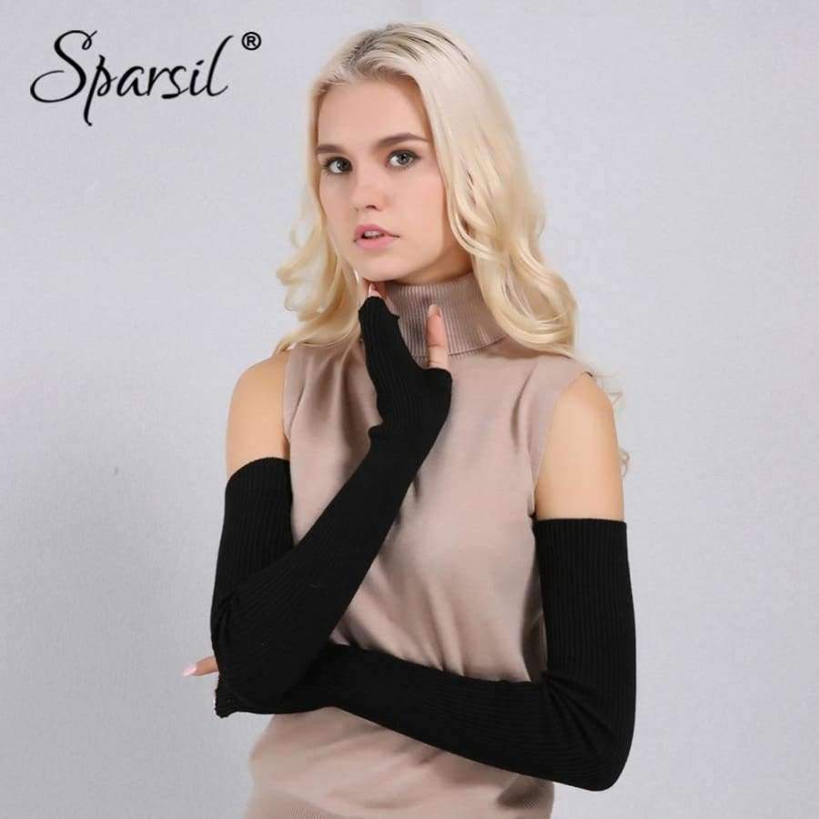 Planet Gates 10-Grass Green / 60cm Sparsil Women Winter Long Cashmere Gloves Solid Knitted Mittens Soft Warm Arm Guantes Female Autumn Opera 60cm Lady Glove