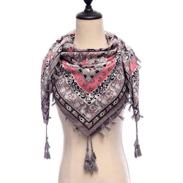 Planet Gates 10-gray New brand women scarf square cotton shawls and wraps lady pashmina Tassels Bohemia foulard winter female bandana hijabs