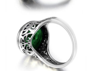 Planet Gates 10 Handmade Ring Wedding Invitations Green Crystal 925 Sterling Silver Rings for Women Men Vintage Dress Jewellery