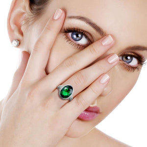 Planet Gates 10 Handmade Ring Wedding Invitations Green Crystal 925 Sterling Silver Rings for Women Men Vintage Dress Jewellery