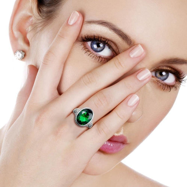 Planet Gates 10 Handmade Ring Wedding Invitations Green Crystal 925 Sterling Silver Rings for Women Men Vintage Dress Jewellery