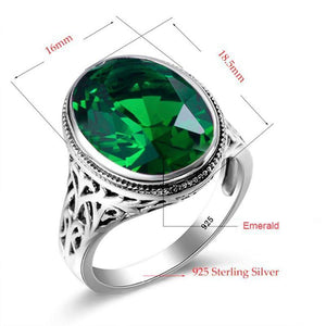 Planet Gates 10 Handmade Ring Wedding Invitations Green Crystal 925 Sterling Silver Rings for Women Men Vintage Dress Jewellery
