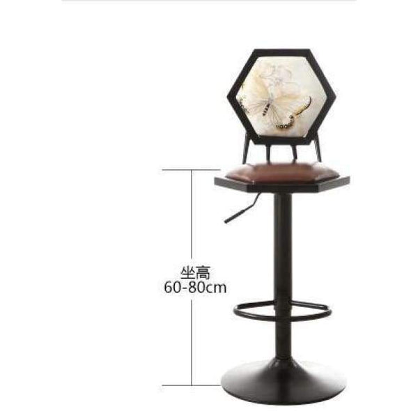 Planet Gates 10 Iron art bar chair. European-style bar chair lifting high footstool. Household backrest stool.