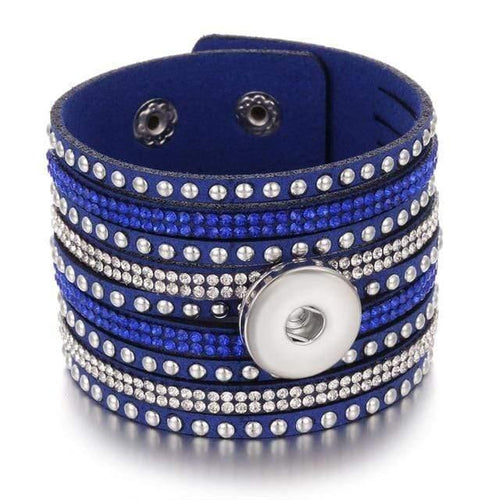 Planet Gates 10 Jewelry Wide Multilayer Crystal Rivet Leather Snap Bracelet 18mm Snap Button Bracelet DIY Buttons Jewelry For Women