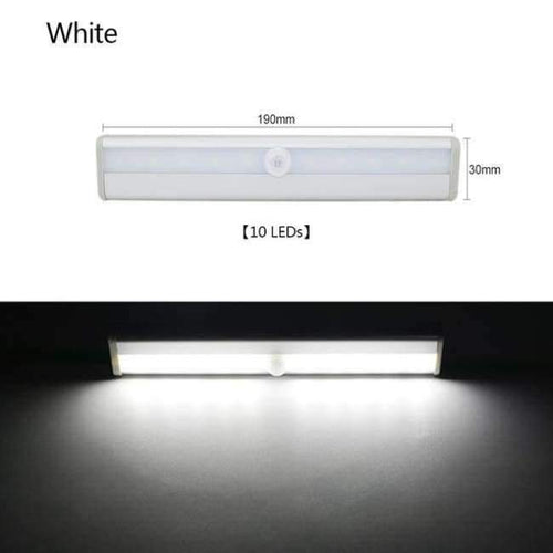 Planet Gates 10 Leds Cool White Led Night Light PIR Sensor Led Cabinet Light Wireless Body Detection Closet Indoor Night Lighting Wall Lamp Bar Kitchen Stairway