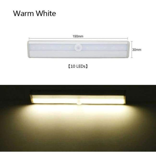 Planet Gates 10 Leds Warm White Led Night Light PIR Sensor Led Cabinet Light Wireless Body Detection Closet Indoor Night Lighting Wall Lamp Bar Kitchen Stairway