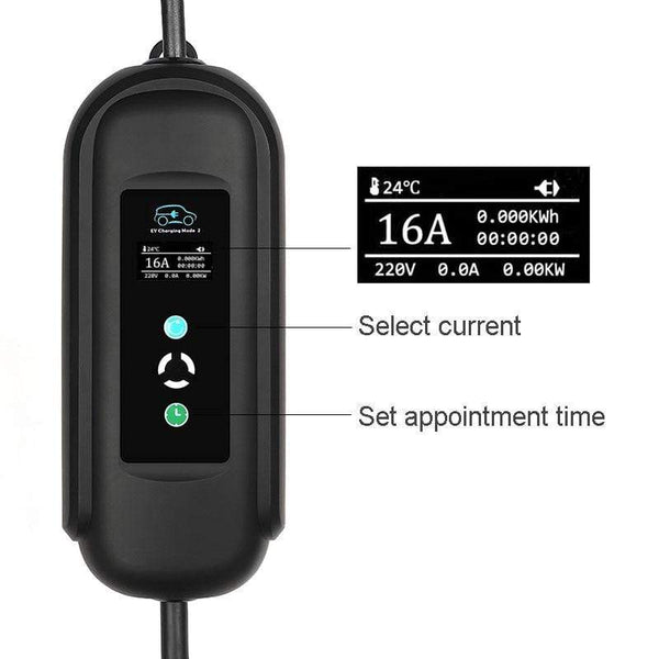 Planet Gates 10 Meters Long EV Cable Charge Timer Mobile Charger 16A EVSE Portable for Electric Car Goods Type 2 Type 1