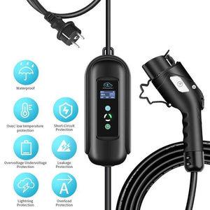 Planet Gates 10 Meters Long EV Cable Charge Timer Mobile Charger 16A EVSE Portable for Electric Car Goods Type 2 Type 1