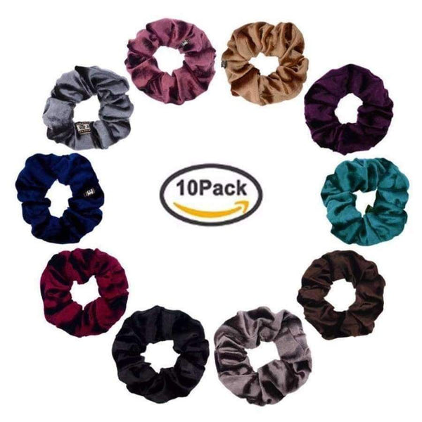 Planet Gates 10-pak nye ensfarvede 4'' fløjlshårscrunchies til kvinder voksne mellemstore elastiske hårbånd reb tilbehør PT015