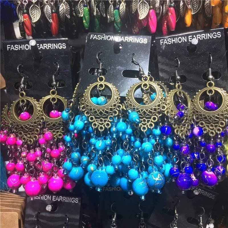 Planet Gates 10 Pairs Mixed Style Bohemian Acrylic Beads Tassel Drop Earrings Pendant Dangle Earrings for Women Bulk Lots Jewelry