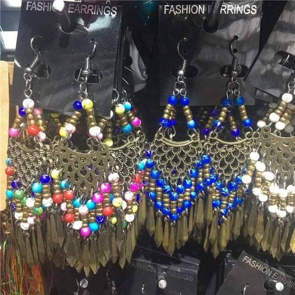 Planet Gates 10 Pairs Mixed Style Bohemian Acrylic Beads Tassel Drop Earrings Pendant Dangle Earrings for Women Bulk Lots Jewelry