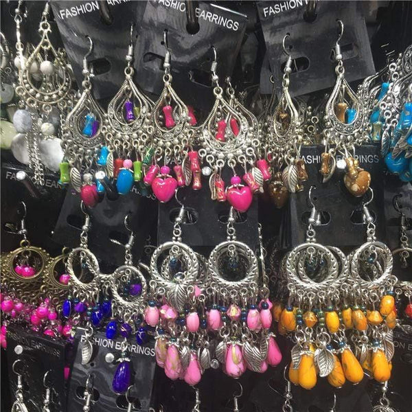 Planet Gates 10 Pairs Mixed Style Bohemian Acrylic Beads Tassel Drop Earrings Pendant Dangle Earrings for Women Bulk Lots Jewelry