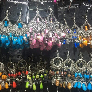 Planet Gates 10 Pairs Mixed Style Bohemian Acrylic Beads Tassel Drop Earrings Pendant Dangle Earrings for Women Bulk Lots Jewelry