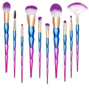 Planet Gates 10 pcs 13Pcs Unicorn Diamond Makeup Brush Set Mermaid Foundation Powder Cosmetics Rainbow Eyeshadow Face Kabuki Make Up Brush Tools Kit