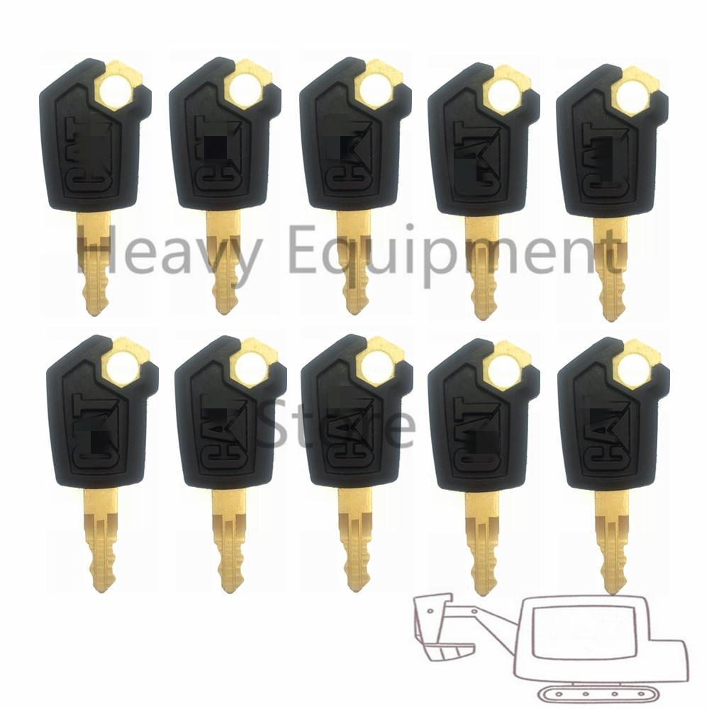 Planet Gates 10 PCS Copper Key For Caterpillar CAT Heavy Equipment Ignition Loader Excavator Dozer Metal & Plastic Black & Gold High Quality