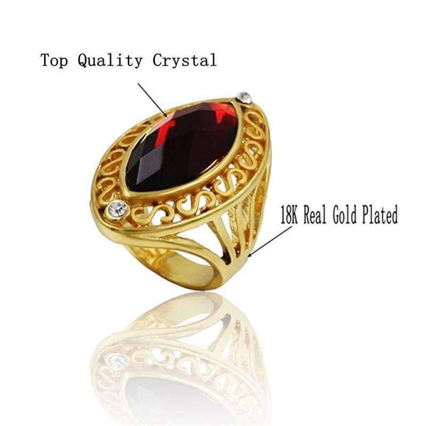 Planet Gates 10 / Red / Gold-color New Trendy High-end S Letter Gold Color Candy Top Brand Luxury Jewelry,Retro Big Rings For Women Men Anel Wholesale