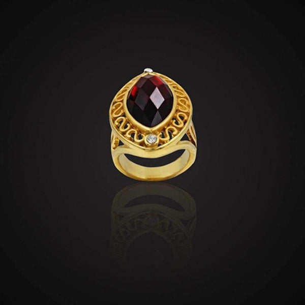 Planet Gates 10 / Red / Gold-color New Trendy High-end S Letter Gold Color Candy Top Brand Luxury Jewelry,Retro Big Rings For Women Men Anel Wholesale