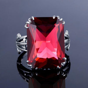 Planet Gates 10 / Ruby Engraved Engagement Ruby Ring Flower Vine Leaf Design Solid 925 Sterling Silver Women's Rings Accessories