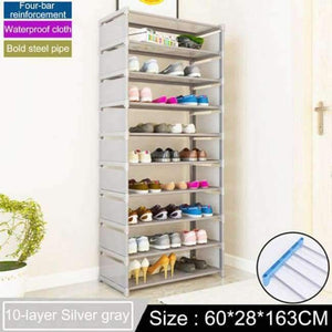 Planet Gates 10-Silver gray Multi Layer Shoe rack Non-woven fabric Easy Assemble organize Storage Shelf Shoe cabinet fashion bookshelf Living Room Furniture