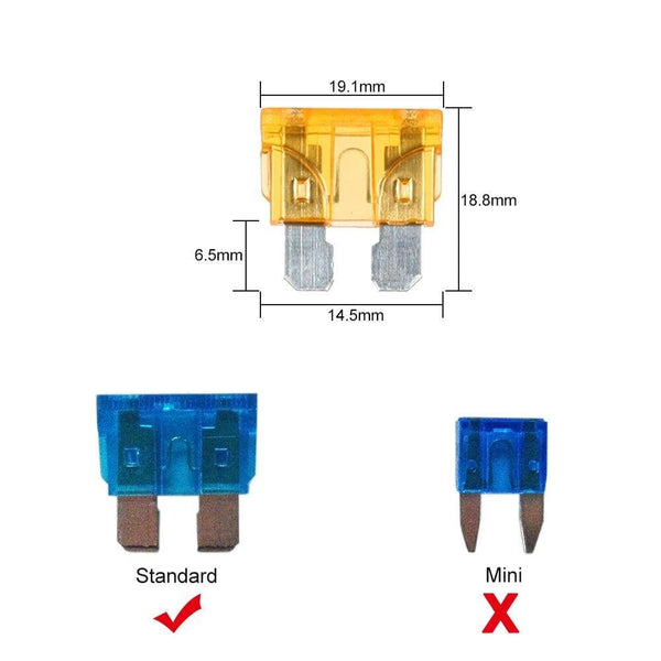 10 Way Fuse Box 5-Pin Socket Base Relay Fuse Holder Block with 13Pcs Standard Blade Fuses Universal for Auto Interior Parts