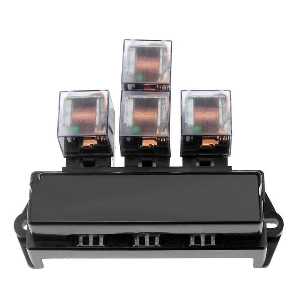 10 Way Fuse Box 5-Pin Socket Base Relay Fuse Holder Block with 13Pcs Standard Blade Fuses Universal for Auto Interior Parts