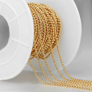 Planet Gates 10 Yards/Roll Stainless Steel Gold Silver Tone 1.5 2.0 2.4 3.0mm Round Ball Beaded Bulk Chain Fit DIY Bracelet Jewelry Making