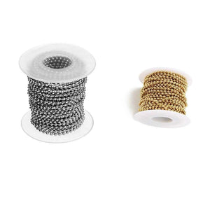Planet Gates 10 Yards/Roll Stainless Steel Gold Silver Tone 1.5 2.0 2.4 3.0mm Round Ball Beaded Bulk Chain Fit DIY Bracelet Jewelry Making