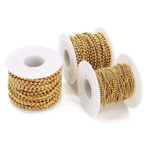 Planet Gates 10 Yards/Roll Stainless Steel Gold Silver Tone 1.5 2.0 2.4 3.0mm Round Ball Beaded Bulk Chain Fit DIY Bracelet Jewelry Making