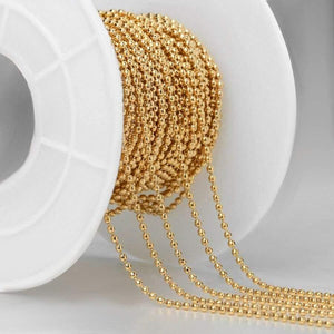 Planet Gates 10 Yards/Roll Stainless Steel Gold Silver Tone 1.5 2.0 2.4 3.0mm Round Ball Beaded Bulk Chain Fit DIY Bracelet Jewelry Making