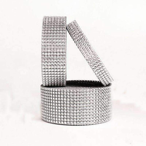 Planet Gates 10 Yards Silver Plastic Diamond Rhinestone Wrap Ribbon Wedding Party Home Decoration Event Party Supplies DIY Accessories