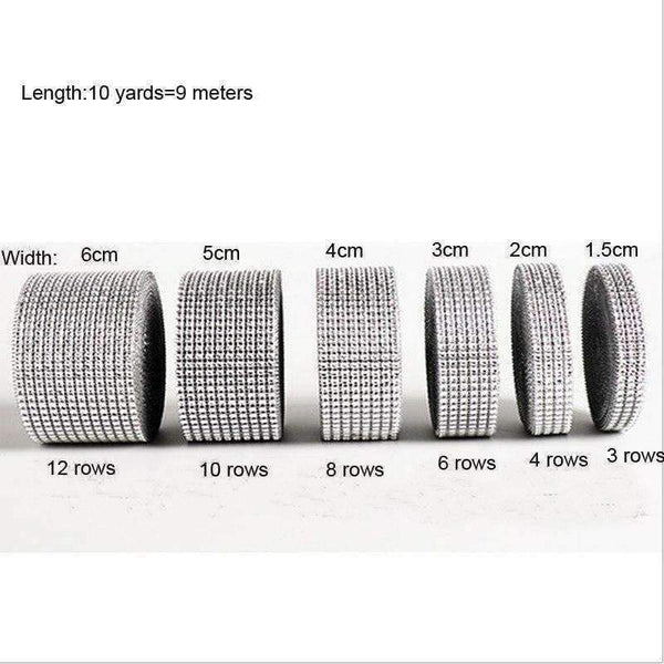 Planet Gates 10 Yards Silver Plastic Diamond Rhinestone Wrap Ribbon Wedding Party Home Decoration Event Party Supplies DIY Accessories