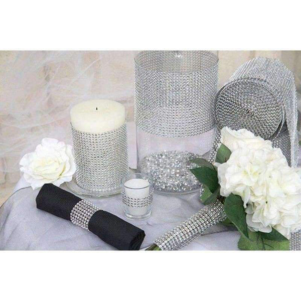 Planet Gates 10 Yards Silver Plastic Diamond Rhinestone Wrap Ribbon Wedding Party Home Decoration Event Party Supplies DIY Accessories