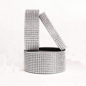 Planet Gates 10 Yards Silver Plastic Diamond Rhinestone Wrap Ribbon Wedding Party Home Decoration Event Party Supplies DIY Accessories